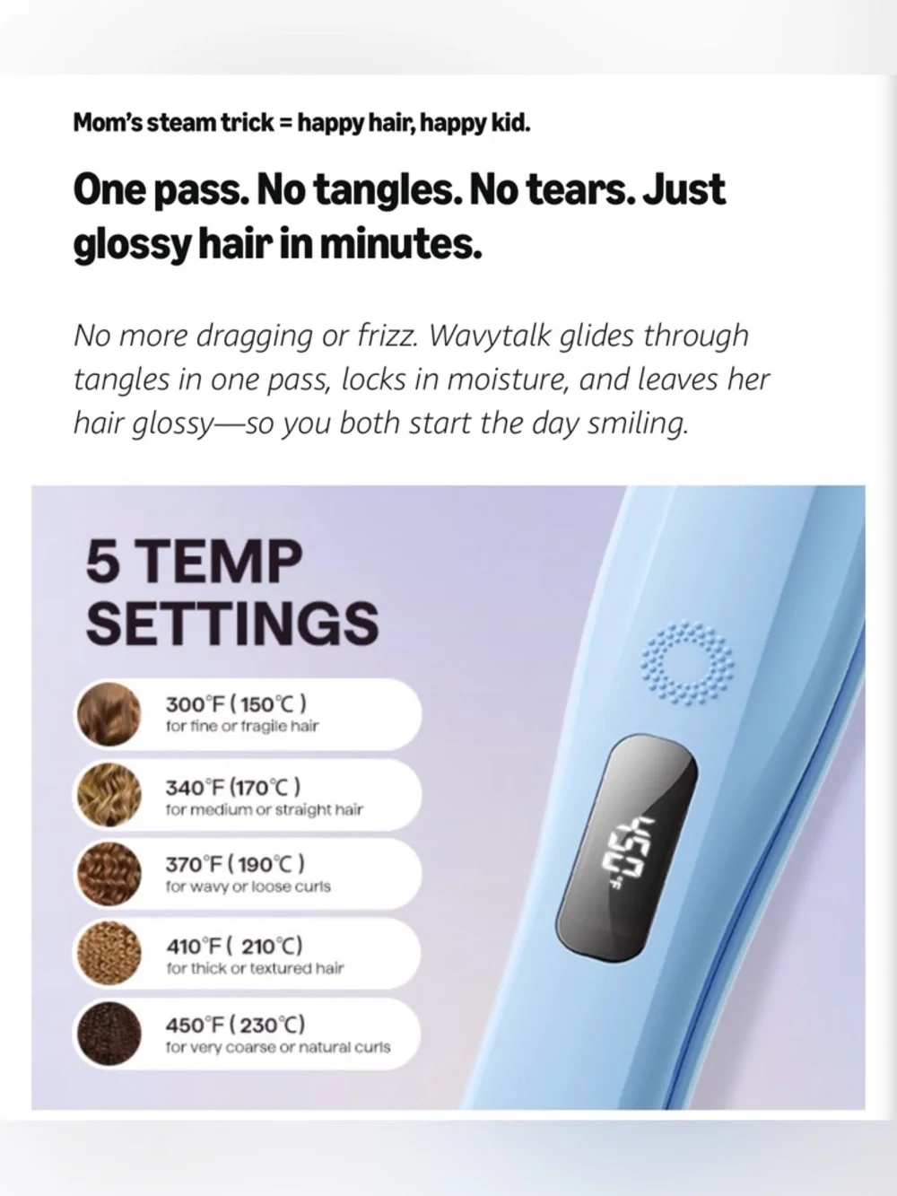 Wavytalk Steam Hair Straightener Steam-Powered Nano Titanium Flat Iron